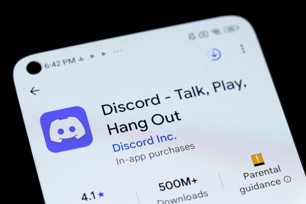 Logo Discord con sfondo blu